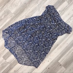 blue strapless sundress